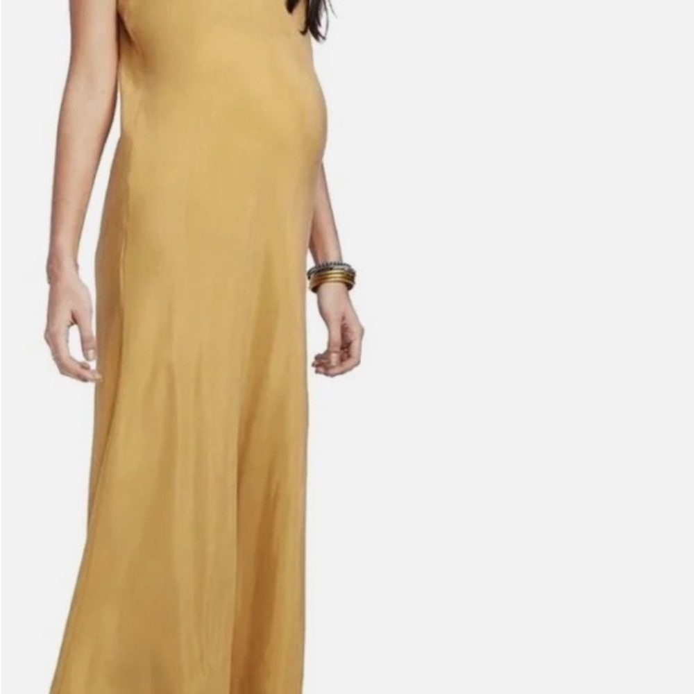 Hatch Collection Maternity Ricky Slip Dress in Marigold (3)